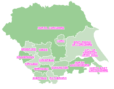 map of Yorks & Humberside Region