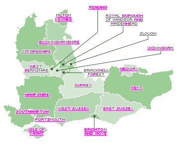 map of South East England Region